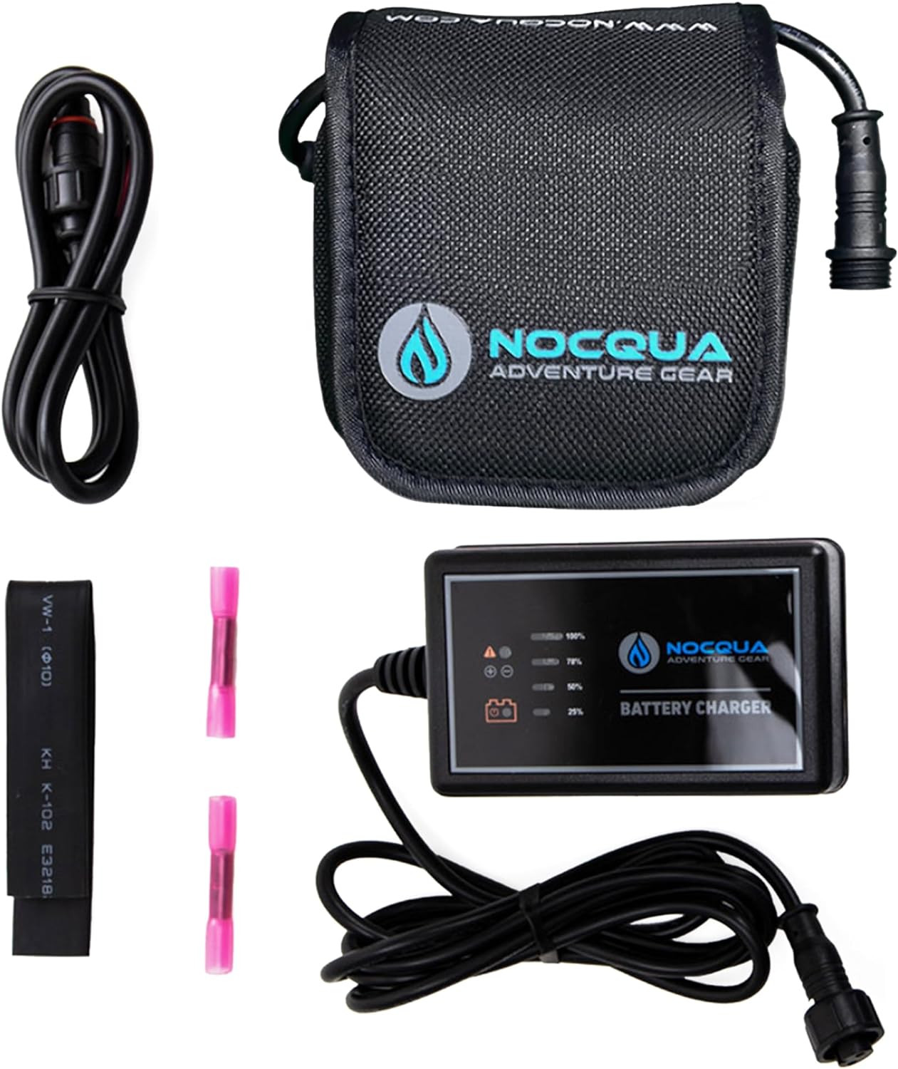 Nocqua Pro Power Water-Resistant Battery And Charger Kit - Compatible With Gps, Depth And Fish Finders, And Most 12V Electronics