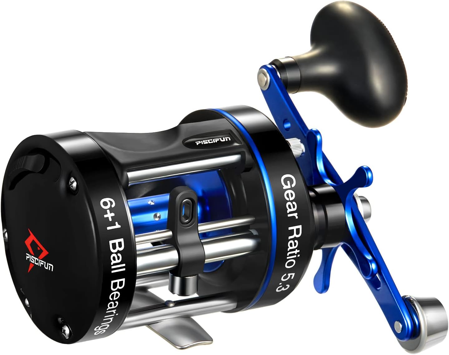 Piscifun Chaos Xs Baitcasting Fishing Reel, Reinforced Metal Body Round Baitcaster Reel, Smooth Powerful Saltwater Inshore Surf Trolling Reel, Conventional Reel For Catfish, Musky, Bass, Pike