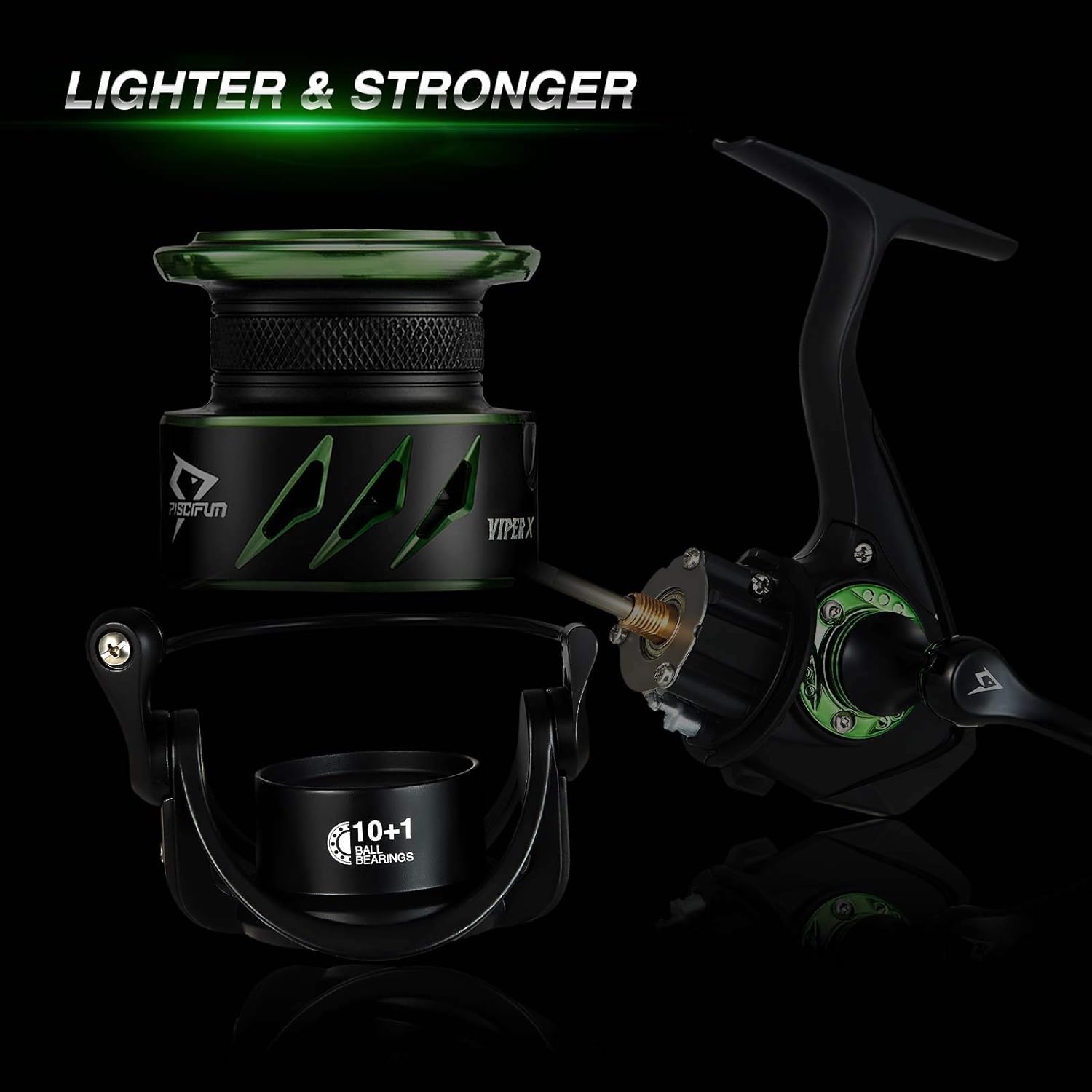 Piscifun Viper X Spinning Reels, Carbon Fiber 33Lbs Max Drag, 10+1 Shielded Bb, Saltwater Freshwater Spinning Fishing Reel, 5.2:1/6.2:1, 500, 1000, 2000, 3000, 4000, 5000 Series