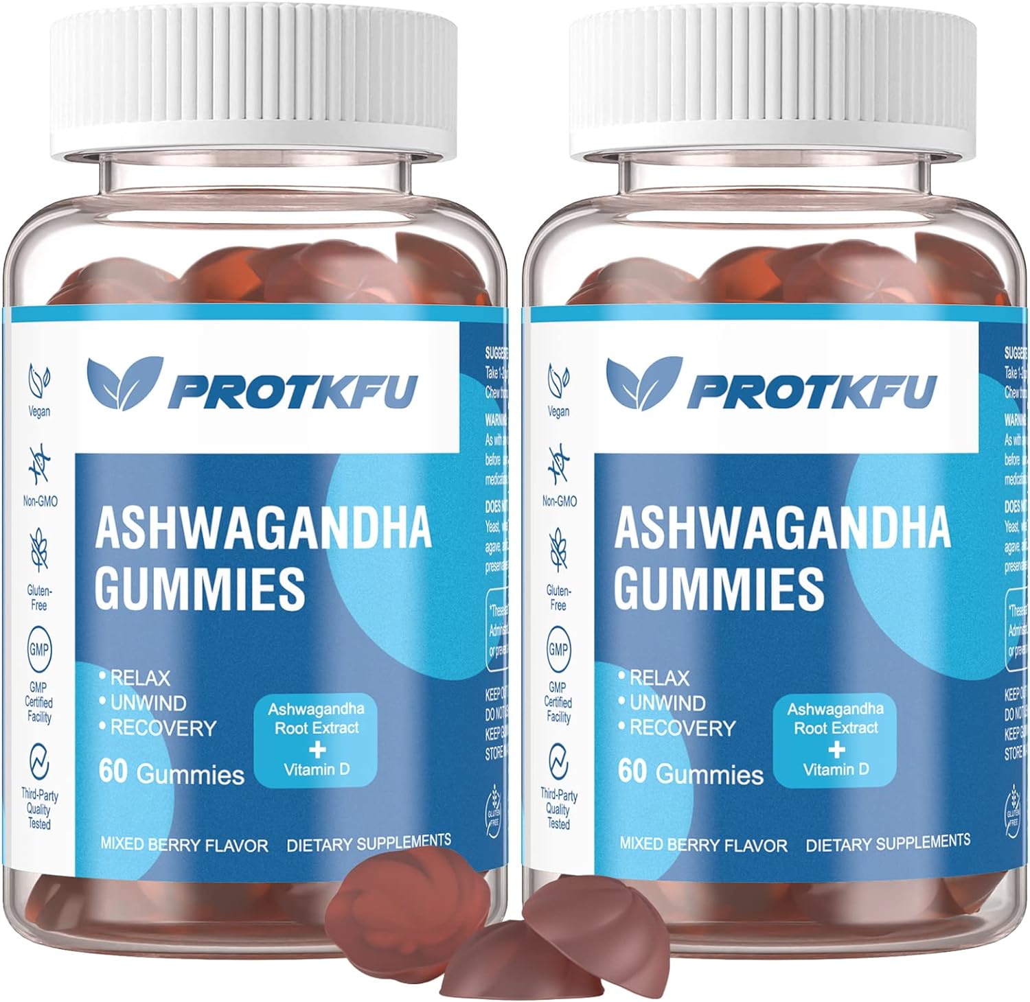 Protkfu Ashwagandha Gummies For Women  Men - 120 Count | Organic Ashwa Gummies For Energy Boost, Improve Sleep, Stress Relief  Mood Calm