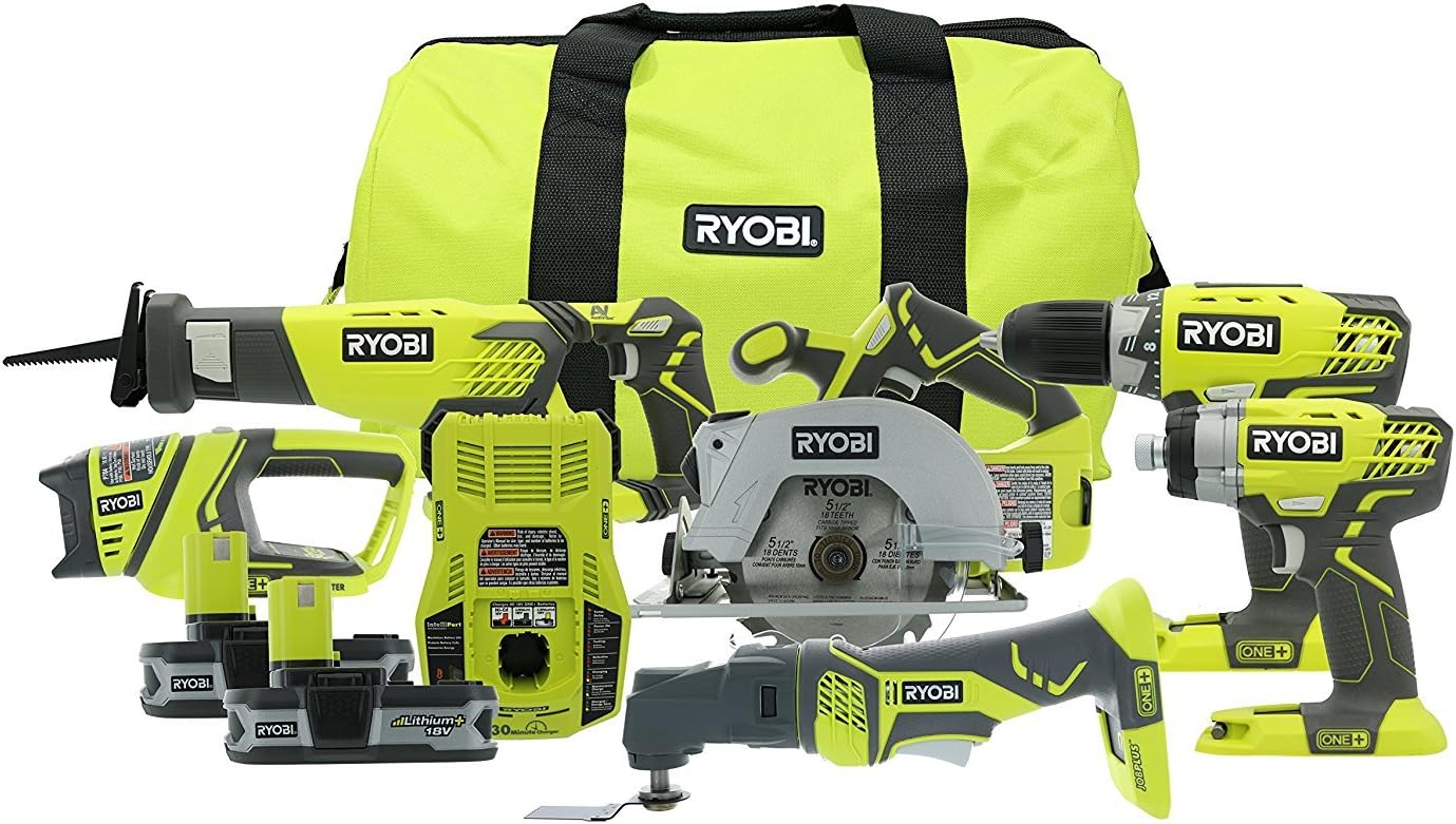 Ryobi P884 18-Volt One+ Lithium-Ion Combo Kit (6-Tools)