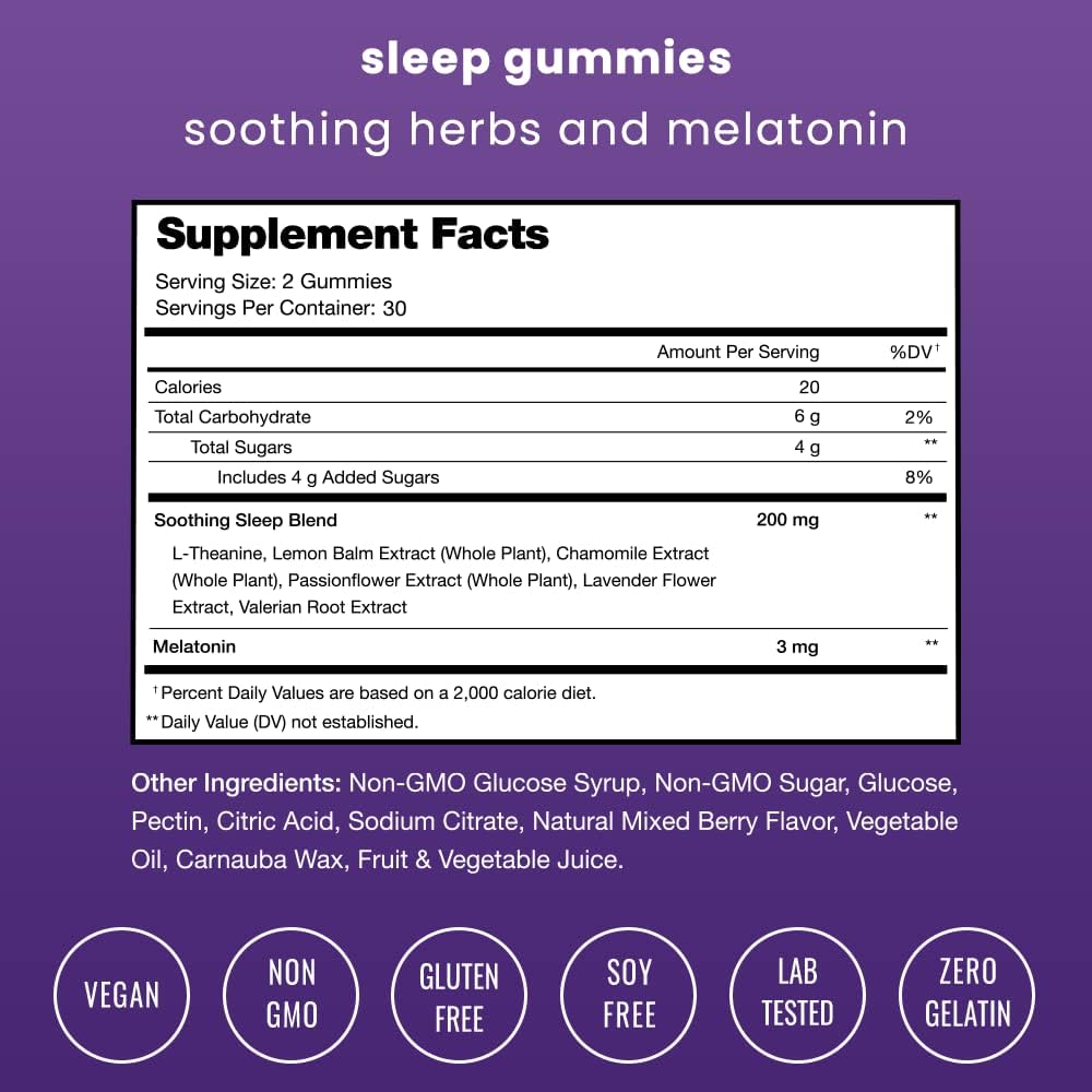 Sleep Gummies For Adults  Kids | Melatonin Gummies With Chamomile, Valerian  L Theanine | Safe  Effective For Kids  Adults | Vegan Childrens Melatonin 3Mg, 1.5 Mg, Or 6Mg (2-Pack, 120 Gummy)