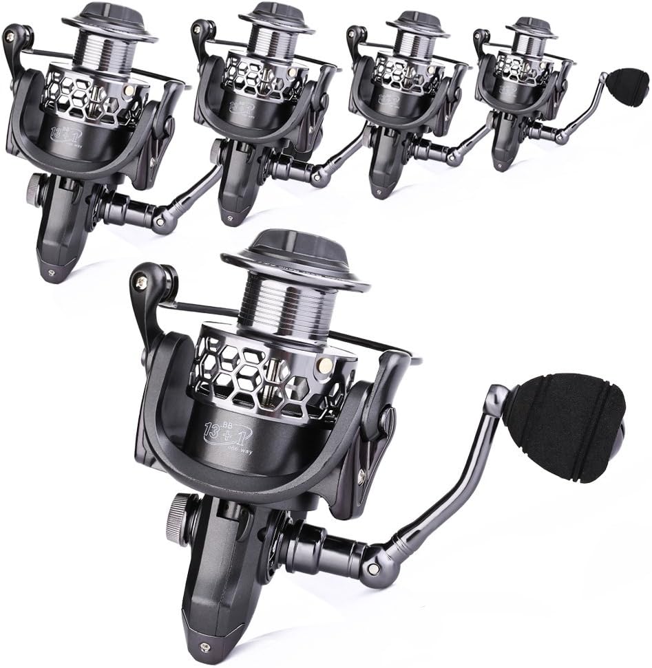 Sougayilang Fishing Reel 13+1Bb Light Weight Ultra Smooth Aluminum Spinning Fishing Reel With Free Spare Graphite Spool