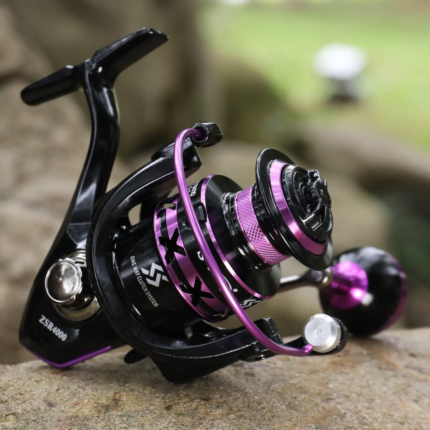 Sougayilang Fishing Reel, Lightweight 12+1 Ball Bearings 5.0:1 Gear Ratio Ultra Smooth Purple Spinning Reel For Freshwater