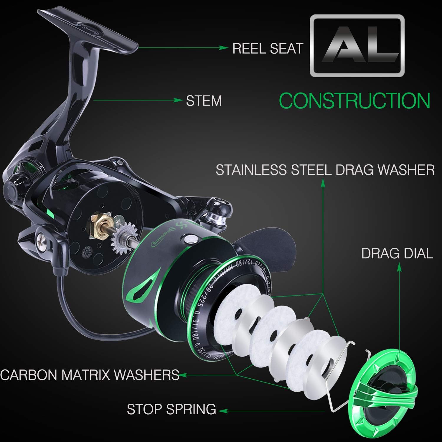 Sougayilang Spinning Fishing Reel Light Weight 6.2:1 High-Speed Gear Ratio With 12+1 Stainless Bb And Cnc Aluminum Spool For Freshwater And Saltwater Fishing