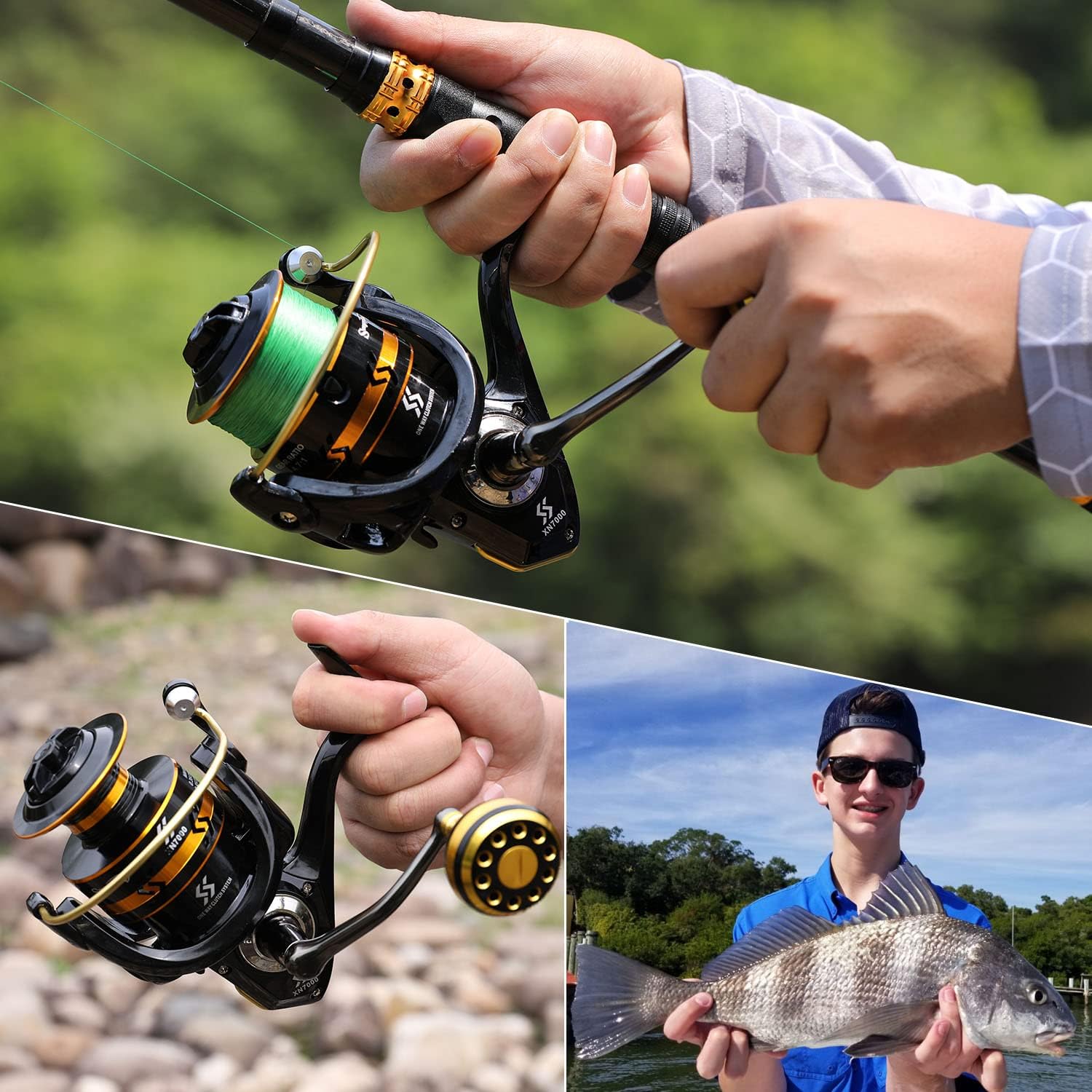 Sougayilang Spinning Reels Light Weight Ultra Smooth Powerful Fishing Reels Red  Blue  Golden