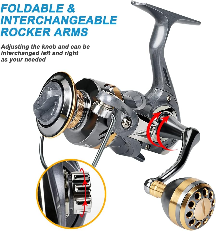 Spinning Reel, Lightweight Inshore Surf Fishing Reel, Heavy Duty Smooth Catfish Spinning Fishing Reel For Saltwater Freshwater Fishing Smooth Fishing Spinning Reel