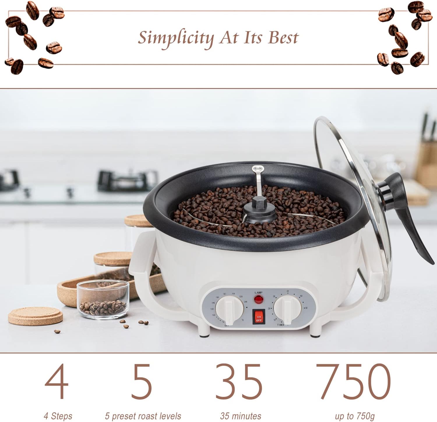 Upgraded Coffee Roaster Machine With Timer, Coffee Roasters For Home Use 110V, Coffee Bean Roaster Machine For Beginner