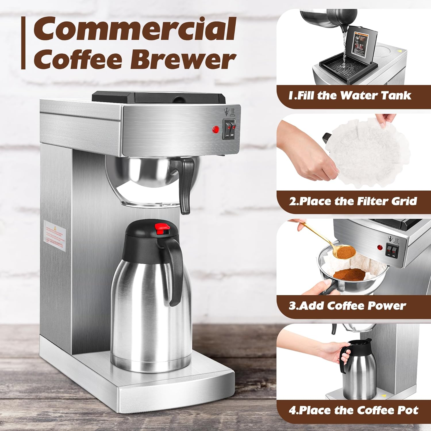 Ybsvo Commercial Coffee Maker Brewer Machine (Cma-200-B)