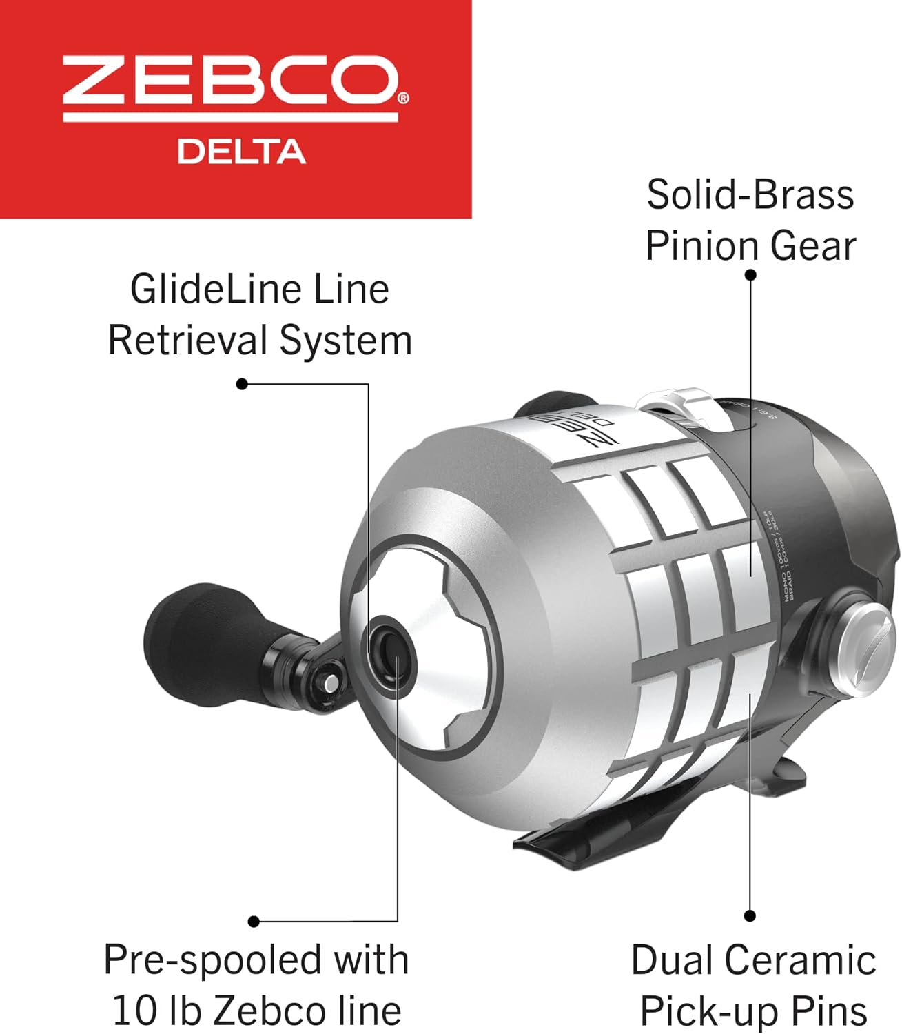 Zebco Delta Spincast Fishing Reel, Instant Anti-Reverse Clutch, All-Metal Gears, Changeable Right- Or Left-Hand Retrieve